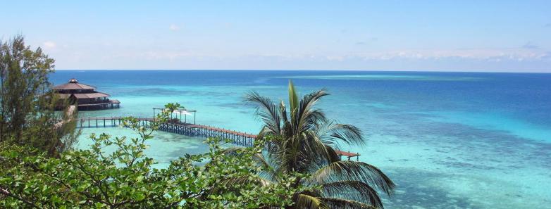 A sea view of Lankayan Island Resort's jetty