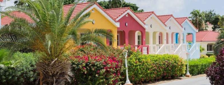 Exterior view of colorful standard apartments at Livingstone Jan Thiel Beach Resort
