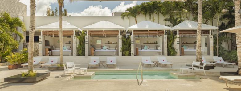 Poolside cabanas at Presidente Intercontinental Resort & Spa in Cozumel, Mexico.