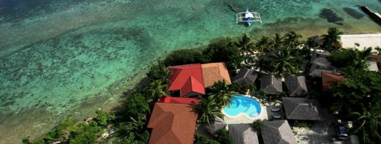 An aerial view of Magic Island Dive Resort, Philippines.