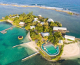 Aerial view of Cabañas on Clark’s Cay in Honduras.